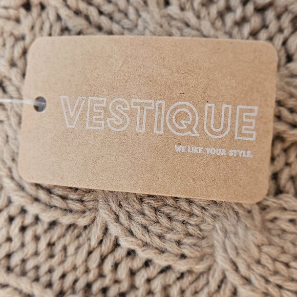 Romantic Beige Cable Knit Sweater Vest w/ Satin Bows NWT Size L - Picture 8 of 12